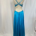 Teal Blue‎ Dress Size 8 Beaded Evening Party Cocktail Prom Bedazzled Rhinestone Blue Photo 4