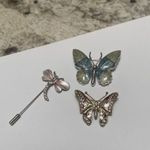 Lot of 3 Brooch Pins Butterfly / Dragonfly Insects Rhinestone 1 Signed LC Photo 2