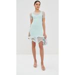SIMKHAI Jett Short Sleeve Mini Dress in Seafoam Small New Womens Sheath Ruffle Blue Photo 14