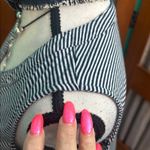 Riders By Lee Blue and White Short Sleeve Cols Shoulder Ruffled Blouse Photo 5