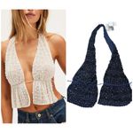 Free People  Ibiza nights Beaded Halter Top  
Navy blue  NEW   Photo 1