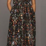 Hutch  Olani Dress Womens 2XL Black Floral Maxi Bow Front Smocked Back Pockets Photo 0