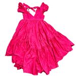 Hot Pink Ruffle Tiered Maxi Dress V Neck Tie Back Occasion Party Size XL Photo 1