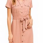 Teddi Rose Mauve Pink Button Up Tie Waist Midi Shirt Dress Photo 0