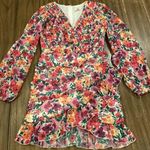 Showpo Can I Be Your Honey Dress in Packed Floral faux wrap ruffle multicolor 4 Pink Photo 0