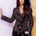 Berek Black Colorful Tweed Ruffle Collar Blazer Jacket Photo 7