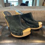 Steven By Steve Madden  Black Suede Studded Barc High Heel Clogs Sz 9B Photo 1