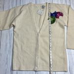 Vintage ivory lambswool Angora cardigan sequin appliqués Deadstock nwt small White Photo 5