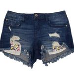 Harper Heritage Womens 26 Embroidered Patchwork Distressed Denim Shorts Photo 0
