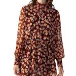 Sanctuary Floral Blouson Mock Neck Georgette Mini Dress Strawberry Fields M NWT Photo 0