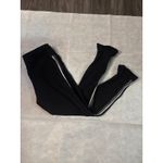 Betsey Johnson Black Performance Ruffled Hem Racetrack Stripe Capri Leggings S Photo 5