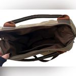 K2 Classic Fashion The Genova Hobo Tote Bag Green Canvas & Leather 18”x16” Brown Photo 6