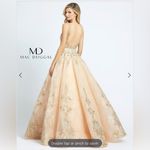 Mac Duggal Blush Champagne Lace Rhinestone Bling Gown Wedding Dress 50525D Photo 3