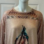 Indian Feather Western Graphic Print Brown T Photo 6