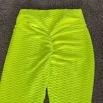 Women’s Leggings/High Waisted Yoga Pants Textured Neon Yellow Fabric Size S NEW Photo 9