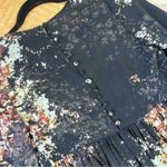 Intermix  100% silk art to wear witchy bell sleeve blouse button back‎ Photo 5