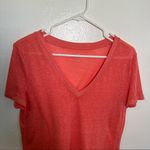 Urban Outfitters V-Neck T-Shirt Coral Burnout Photo 2