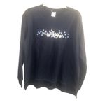 ✨Trilllogy Embroidered Floral Sz Large Navy Sweatshirt✨ Blue Photo 1