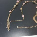 Vintage Avon 1980 Pink Beaded Gold Tone 3 Strand Chain Necklace 18” Photo 3