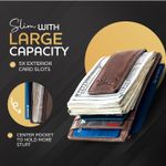Money Clip Leather Wallet For Men Slim Front Pocket RFID Blocking with Super Strong Magnetic Photo 2