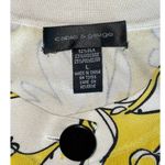 Cable & Gauge Vintage Silk Yellow Floral Cardigan Sweater Large Photo 3