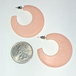Vintage Retro Light Pale Pink Marbled Boho Hoop Pierced Earrings Photo 2