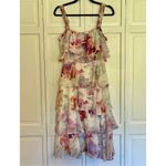 Storia  ruffled tiered chiffon floral dress size m Photo 2