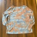W5  top NWT Large Peach Blue Bishop Sleeve Blanket Soft casual tie dye boat neck Photo 5