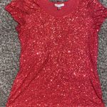 Dress Barn  Red Sequin Fancy T Shirt Size Large Photo 0