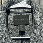 Tahari wool blend jacket size small notch moto jacket tweed jacket neutral grey Photo 6