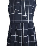 Gracia  Windowpane Print Mini Dress with Neck Tie Size Small Black Check Dress Photo 0