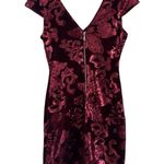 Guess  Burgundy Velvet Sequin Mini Evening Dress Size 4 Photo 9