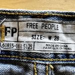 Free People Lace Hem Jean Shorts Mid Rise Casual Denim 100% Cotton Blue 28 Photo 2