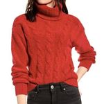 BP New Cable Stitch Turtleneck Sweater Cozy Knit Pullover Red Tango Photo 0