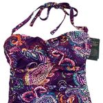 Lauren Ralph Lauren | NWT | Size 4 | Captiva Eggplant Paisley Slimming Swimdress Purple Photo 3