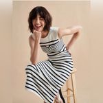 La Ligne Emmanuelle striped knit midi dress navy blue cream size XL Photo 3