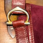Cartier Vintage  Burgundy Suede Bag w/ Leather Trim & Logo Emboss Crossbody Photo 8