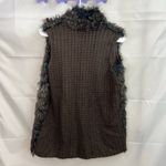 89th & Madison women's brown faux fur crocheted open front sweater‎ vest medium Photo 5