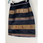 Christian LaCroix BLACK SATIN PENCIL SKIRT GOLD RUST GEOMETRIC PANELS SIZE 36 Photo 2