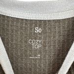 SO Waffle Knit Varsity Cozy Top Crewneck Long Sleeve Medium Women’s Casual  Green Photo 1