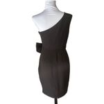 Marchesa Notte Black Satin Silk One Shoulder Beaded Bow Cocktail Sheath Dress 6 Photo 1