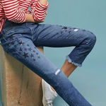 Pilcro and the Letterpress  Slim Boyfriend Jeans in Dark Blue Photo 0