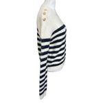ZARA  NWT Striped Knit Pullover Sweater Women’s Size Medium Button Shoulder Photo 2