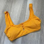 Aerie Scoop Neck Textured Button Front Bikini Top Yellow (Small) cute swim beach Photo 0