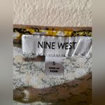 Nine West  Women’s Slit Neck Long Sleeve Top yellow black white floral S Photo 5