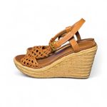 Ralph Lauren Lauren  Women’s Size 7 Tan Leather Woven Espadrille Wedge Sandals Photo 1