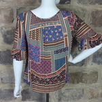 American Eagle  Outfitters Multi Pattern Short Sleeve Peasant‎ Blouse Size XS Photo 5