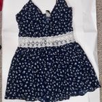 Windsor  Navy Daisy Darling Sleeveless Crochet Romper Photo 0