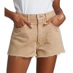 RE/DONE  70s High Rise Denim Shorts in Washed Khaki / Light Brown Photo 0