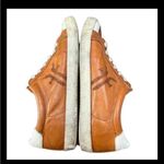 Frye Women’s Leather Low Top Sneakers 6.5M Tan Brown Logo Distressed Casual Shoe Photo 6